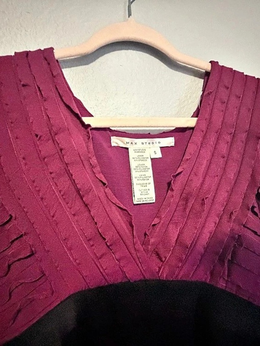 Max Studio V-Neck Color Block Midi Dress in Purple & Black Size Small